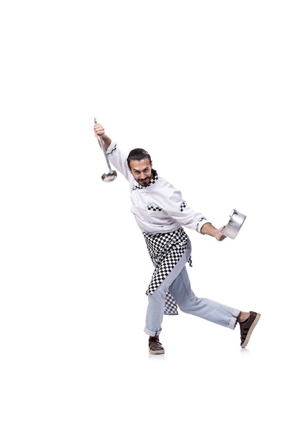 Funny cocinero masculino aislado en el fondo blanco - Foto, imagen