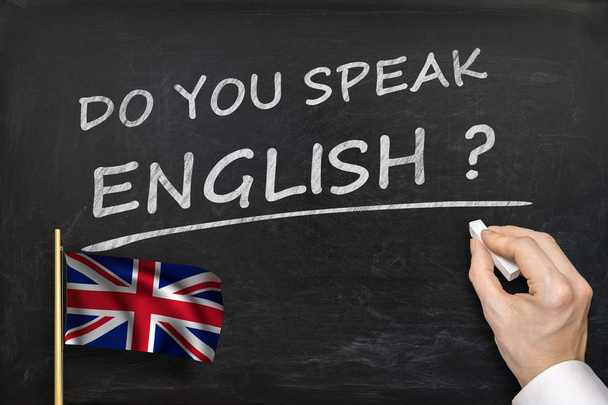 Do You speak English? Text written on blackboard. - Zdjęcie, obraz