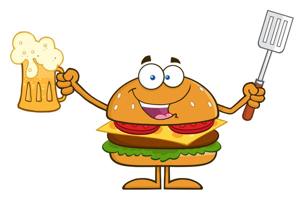 Burger Cartoon Mascot Character - Vector, Image