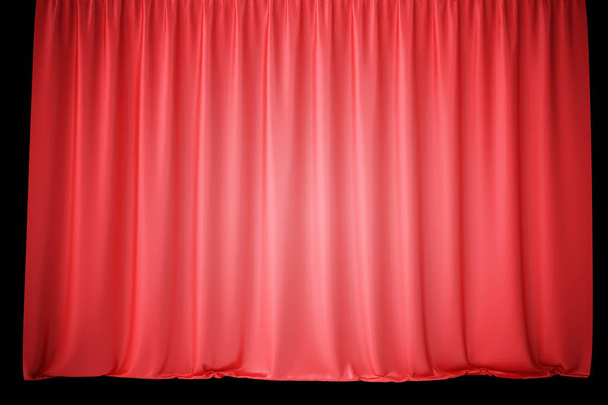 Cortinas de terciopelo rojo, cortinas de teatro escarlata. Cortinas clásicas de seda, cortina de teatro roja. renderizado 3d
 - Foto, Imagen