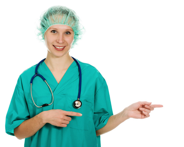 Medical doctor woman on white background - Fotó, kép