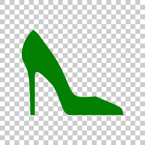 Signe de chaussure femme. Icône vert foncé sur fond transparent
. - Vecteur, image