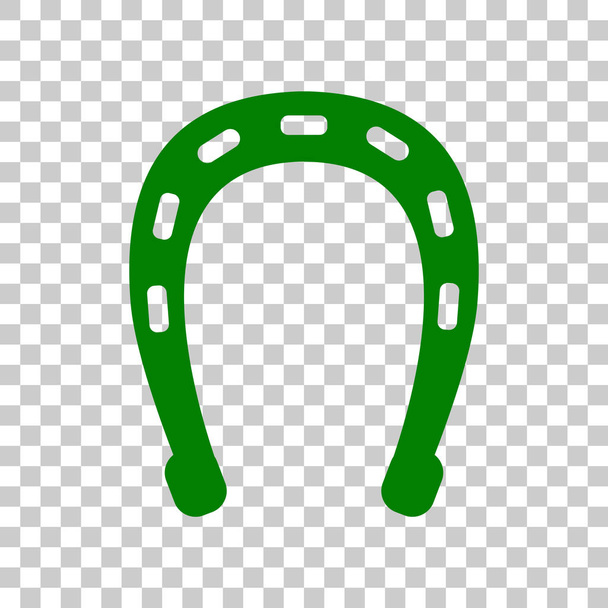 Horseshoe sign illustration. Dark green icon on transparent background. - Vector, Image