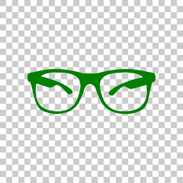 Sunglasses sign illustration. Dark green icon on transparent background. - Vector, Image