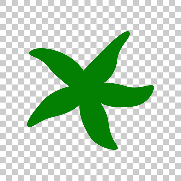 Sea star sign. Dark green icon on transparent background. - Vector, Image