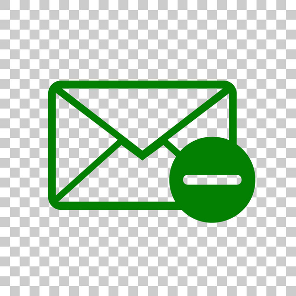 E-mail jel illusztráció. Sötét zöld ikon-ra átlátszó háttér. - Vektor, kép
