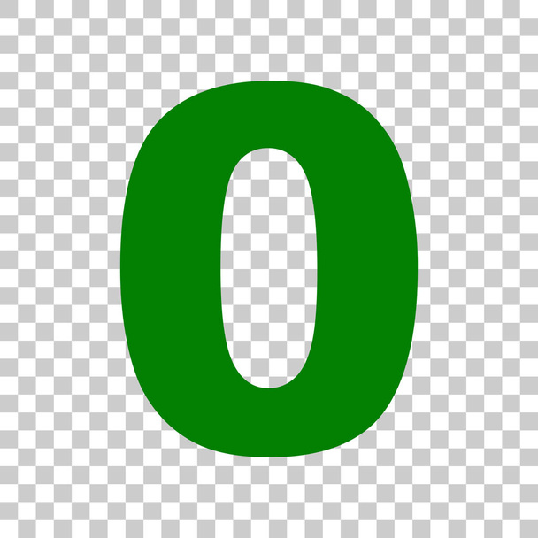 Número 0 elemento de plantilla de diseño de signo. Icono verde oscuro sobre fondo transparente
. - Vector, Imagen