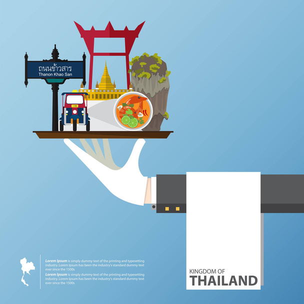 Thailand Wahrzeichen globale Reise-Infografik in flachem Design. - Vektor, Bild