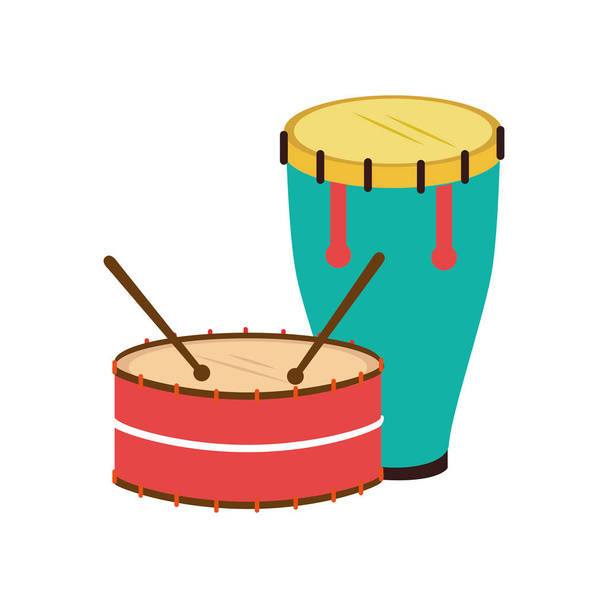 color silhouette with drum and drum stick - Vector, Image