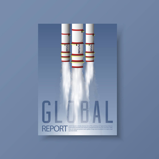 Template for flyers, brochure or poster in Global warming concept. Environment annual report cover in a4 size. Refinery smock stack with smock.  - Vector, Image