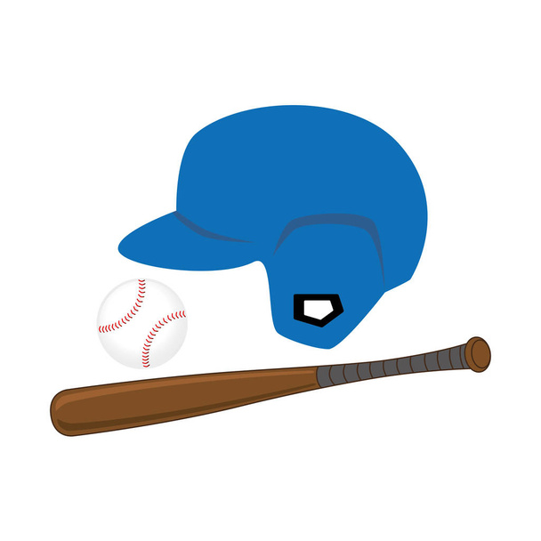 silueta de color con bola y casco y bate de béisbol
 - Vector, Imagen