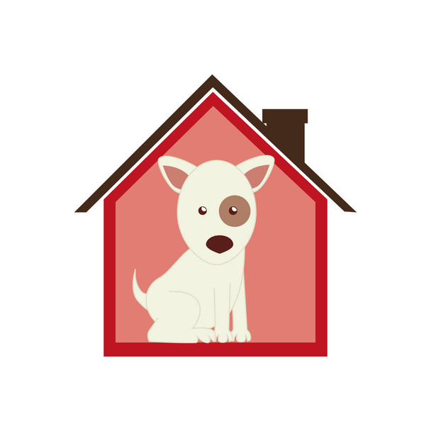 барвистий будинок силуету з собакою тварин
 - Вектор, зображення