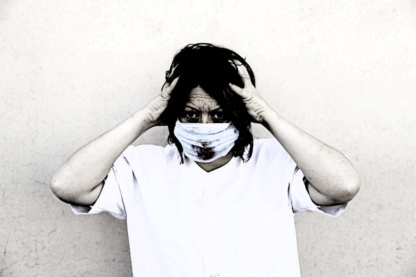 Máscara de enfermeira louca
 - Foto, Imagem