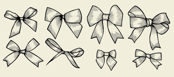 Set of bows, hand drawn - Vektor, kép