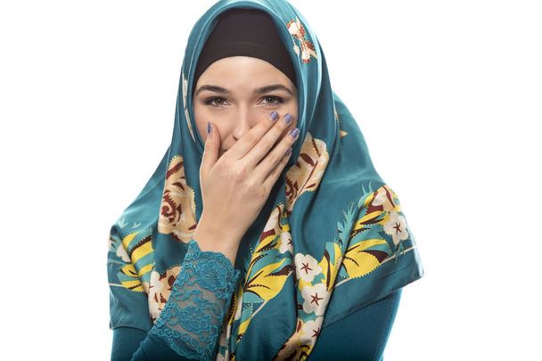 Female Wearing Hijab Isolated on a White Background - Foto, afbeelding