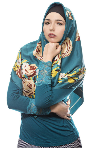 Female Wearing Hijab Isolated on a White Background - Photo, image