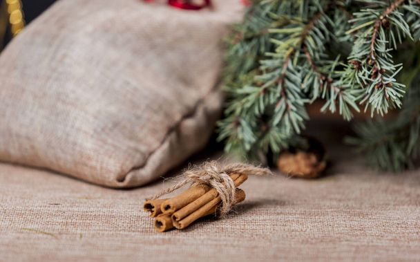 Christmas concept with cinnamon sticks - Photo, Image