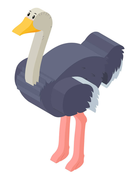 Diseño 3D para ave avestruz
 - Vector, imagen