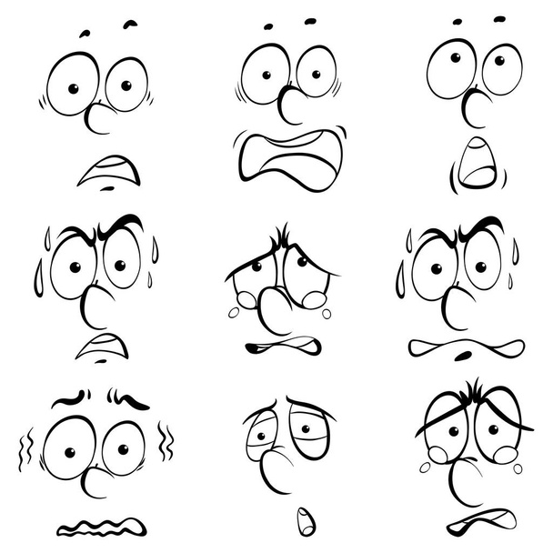 Different facial expressions on white background - Vector, Image