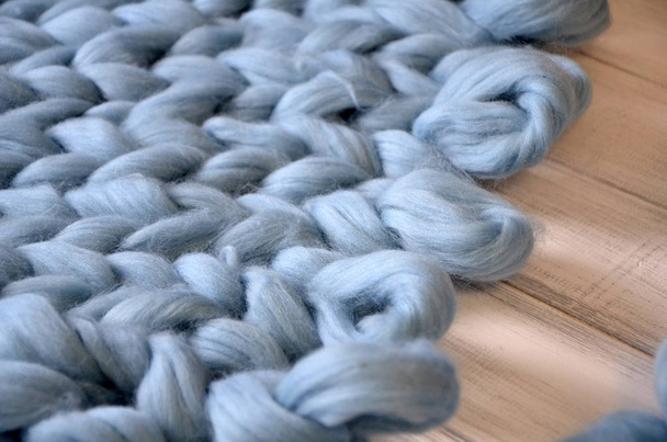 Close-up of knitted blanket, merino wool background - Fotografie, Obrázek