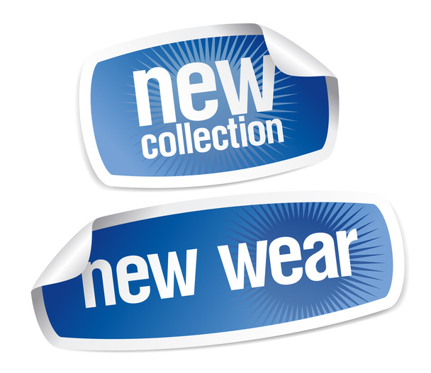 nové oblečení kolekce nálepky - Vektor, obrázek