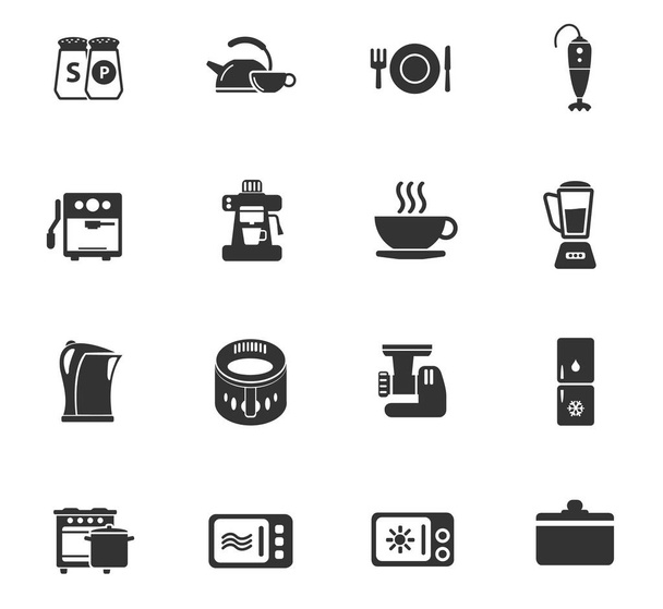 kitchen icon set - Vettoriali, immagini
