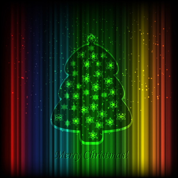 Vector Fir Tree on Shiny Background - Vector, Image