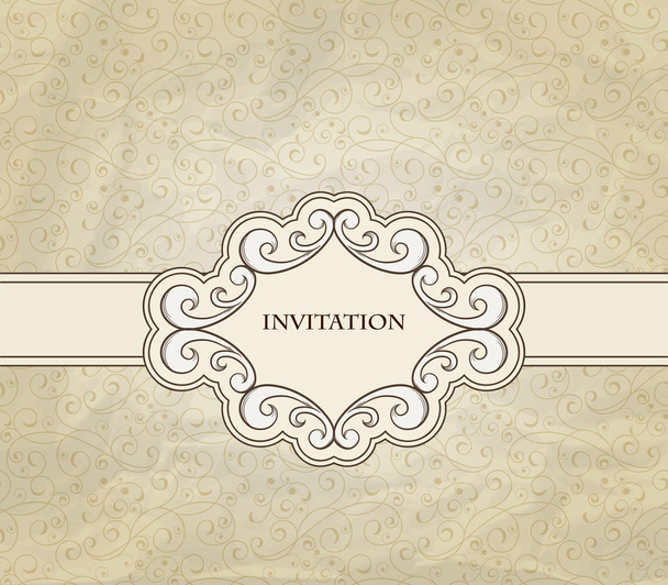 Vector Invitation on Seamless Floral Pattern - ベクター画像