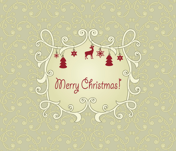 Vector Floral Seamless Pattern with Christmas Greetings - Vector, Image