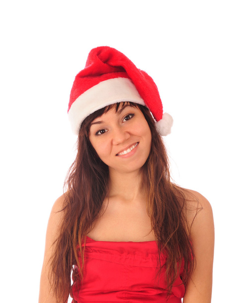 Girl in Santa hat. - Фото, изображение