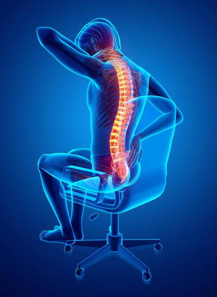 Male Feeling the back pain - Photo, Image