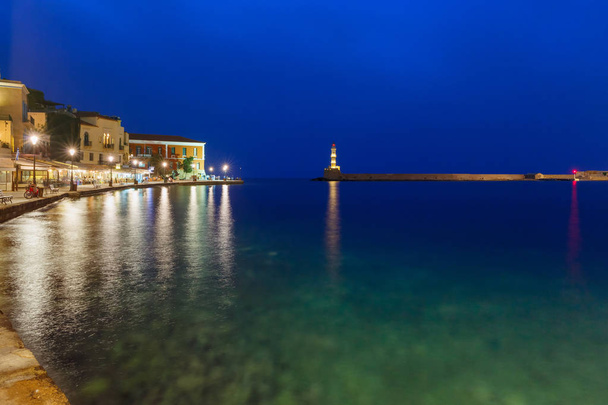 Old harbour with Lighthouse, Chania, Crete, Greece - Photo, image