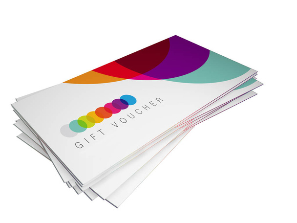 set of a row of different designs for gift vouchers - 写真・画像