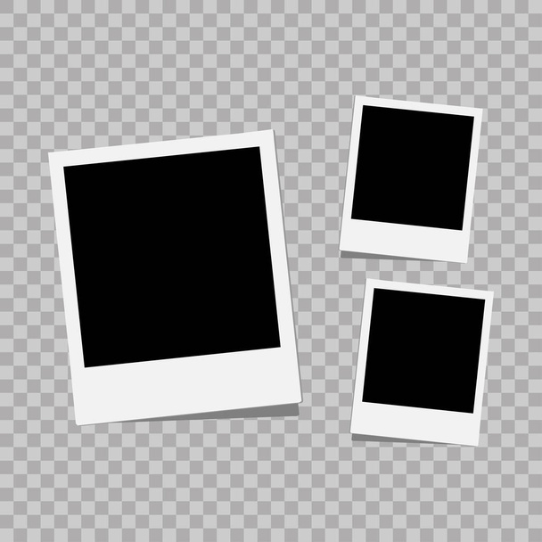 Photo frame. White plastic border on a transparent background. Vector illustration. Photorealistic Vector EPS10 Retro Photo Frame Template - Vector, Image