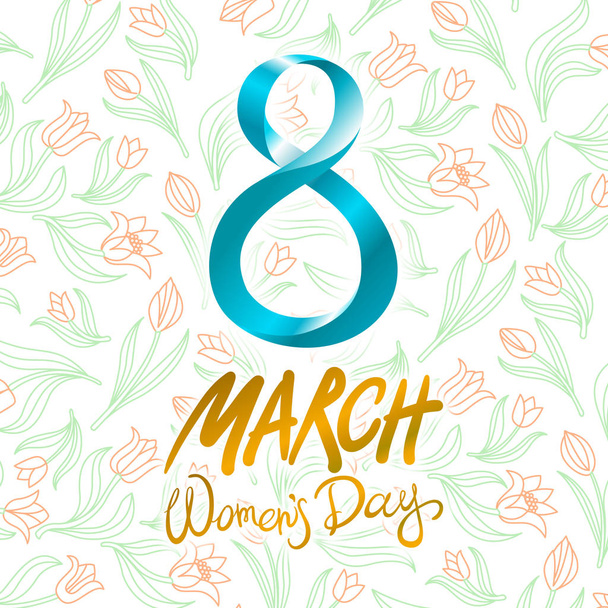 8 Mart tebrik kartı. Uluslararası Kadınlar Günü. vektör. arka plan çiçek Lale - Vektör, Görsel