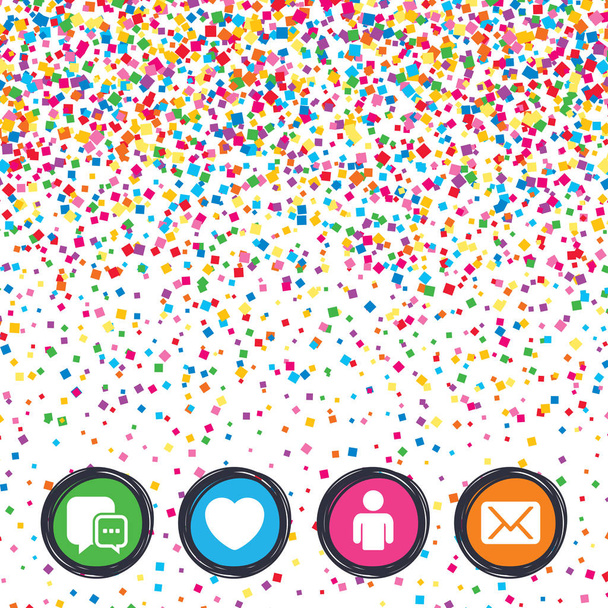 Web buttons on background of confetti. - Vektori, kuva