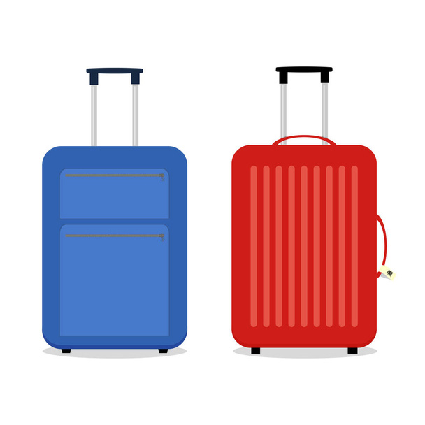 Векторні сині та червоні сумки для подорожей. Ізольовані на білому
. - Вектор, зображення