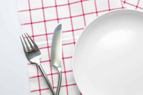 knife white plate and fork  - Photo, Image