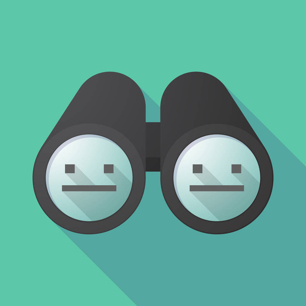 Long shadow binoculars with a emotionless text face - Vector, Image
