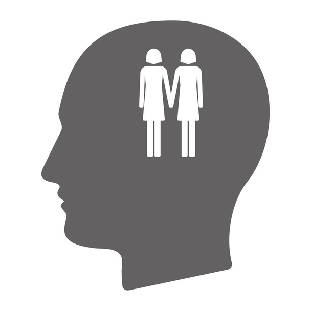 Tête masculine isolée avec un pictogramme de couple lesbienne
 - Vecteur, image