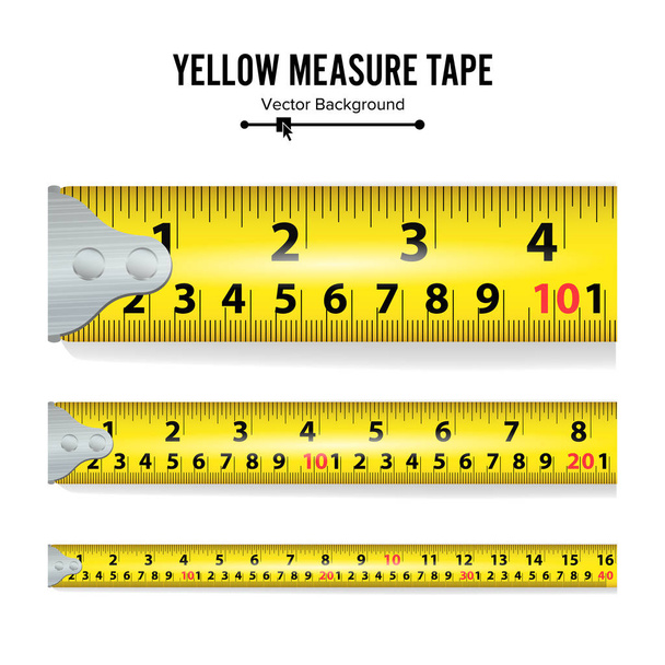 Yellow Measure Tape On White Background Vector - Vector, Image
