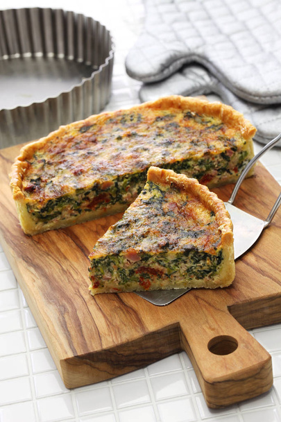 homemade spinach bacon quiche, florentine quiche, french food - Photo, Image