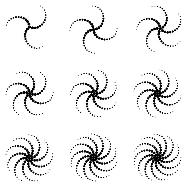 Set the propeller spiral pattern of dots circles
 - Вектор,изображение