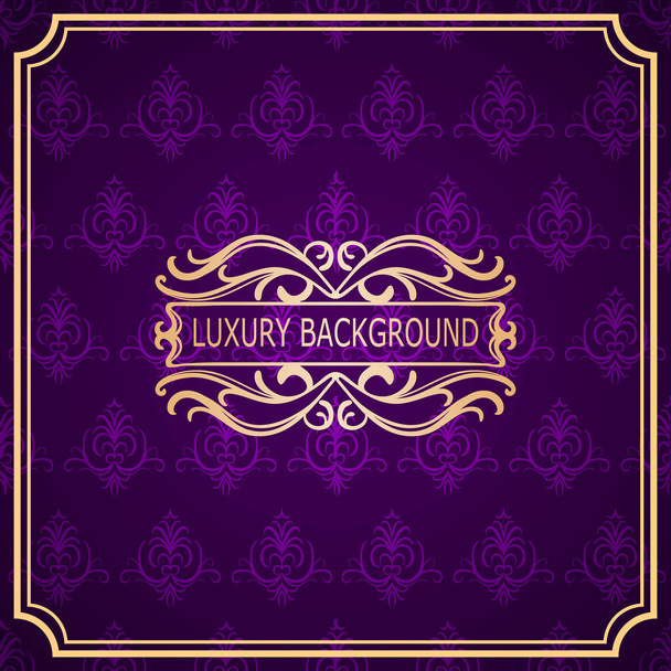 Invitation vintage card. Golden luxury background with frame. Template for design - Vector, Image
