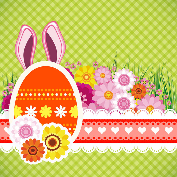 Happy easter background with eggs, bunny ears.  - Vector, Image