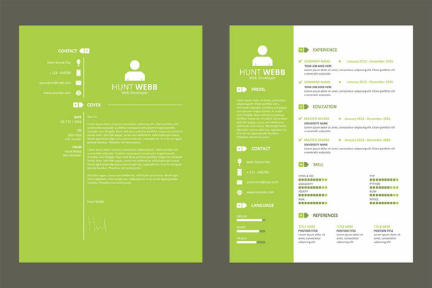Wektor zielony szablon CV Resume - Wektor, obraz
