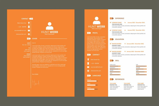CV Resume Orange Template Vector - Vector, Image