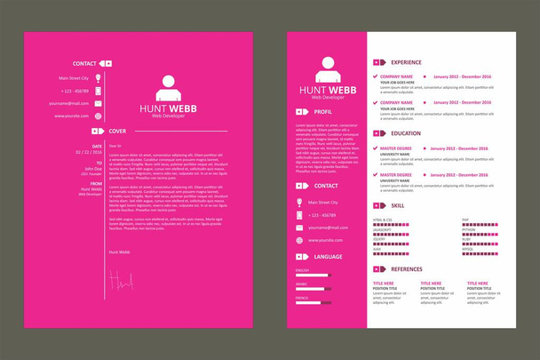 CV Resume Pink Template Vector - Vector, Image
