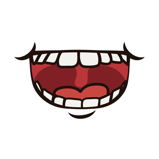 Smějící se ústa kreslený - Vektor, obrázek