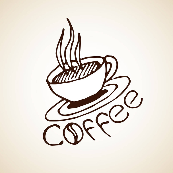 Desenho de xícara de café desenhado à mão
 - Vetor, Imagem